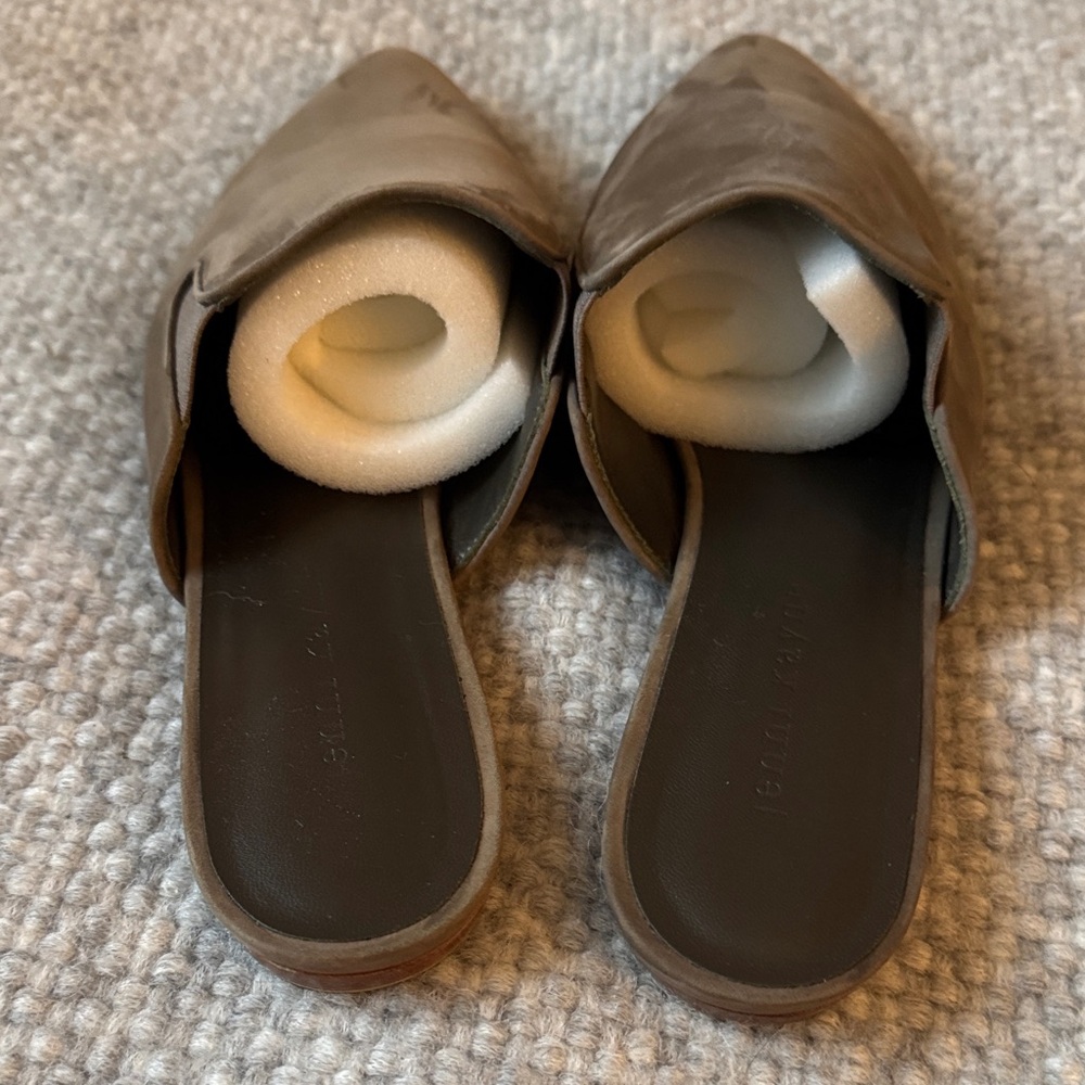 Jenni Kayne oiled leather olive mules excellent - Picture 4 of 9